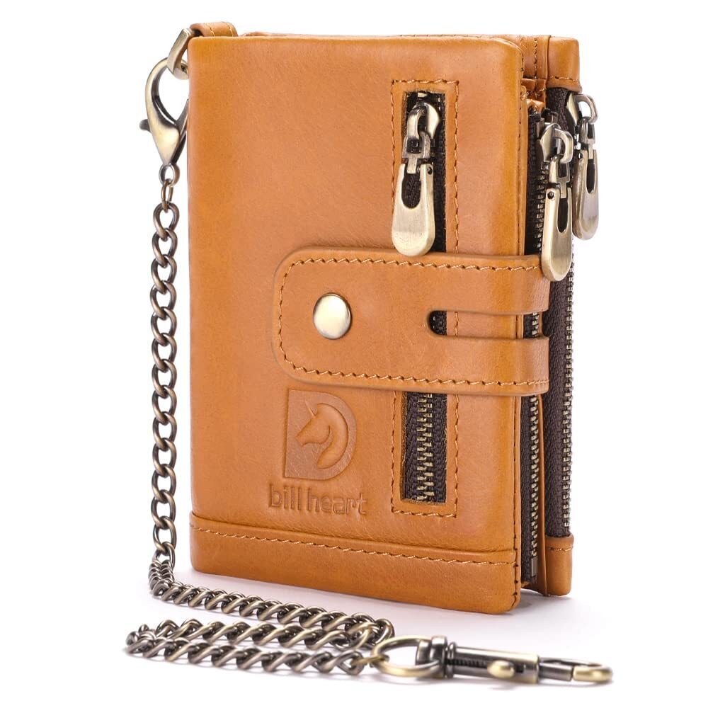 1889 Wallet Chain Leather Purse RFID Blocking Biker Bifold Wallet